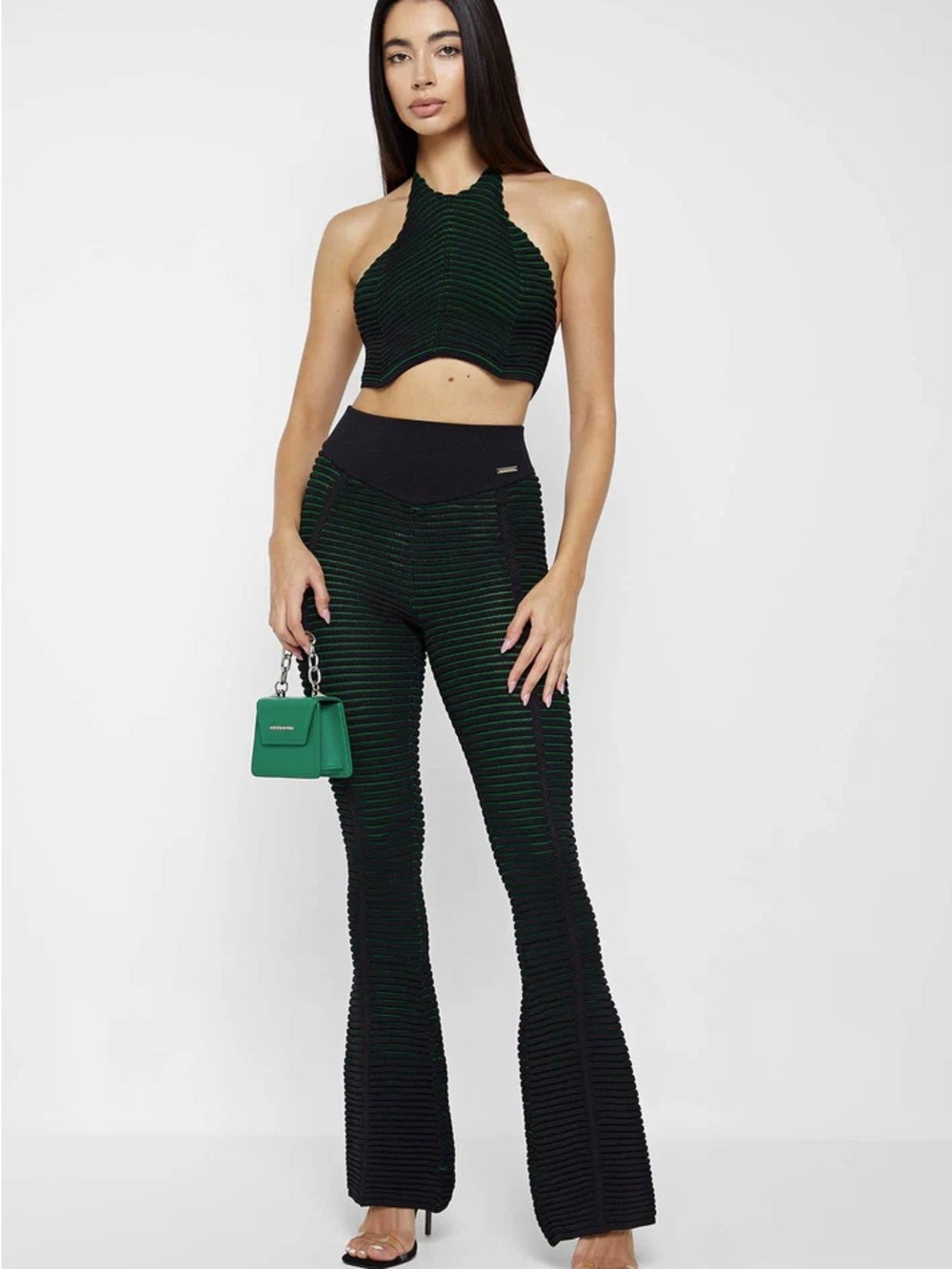 Maniere De Voir Black and Green Halter Crop Top - Picture 5 of 5